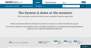 healthcare.gov error message image