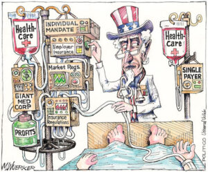 complex healthcare system cartoon